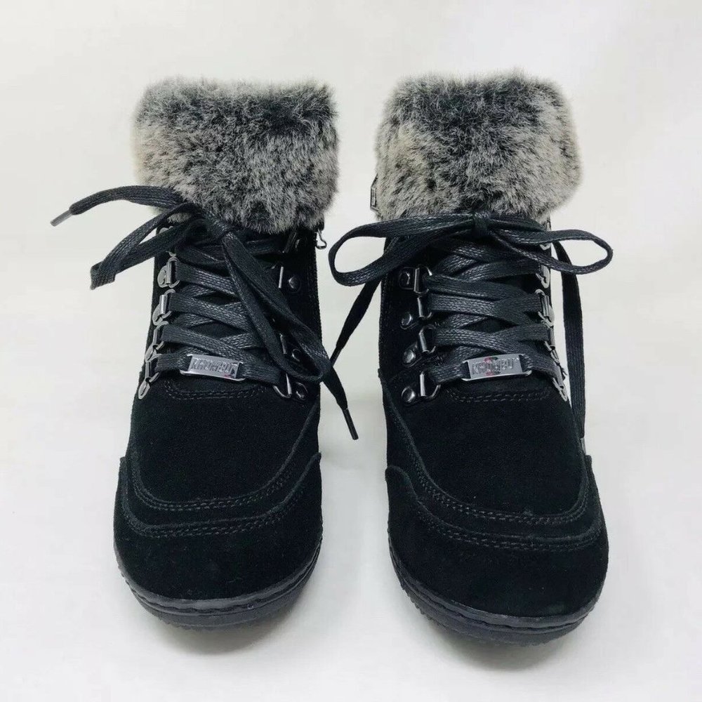 Khombu Women's Francie Boots with Faux Fur Trim - Picture 4 of 12